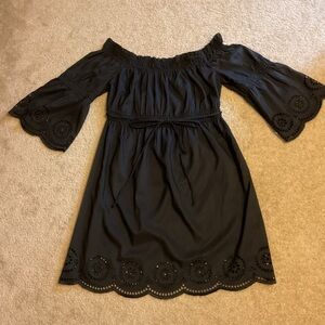 Venus Black Off-The-Shoulder Bell Sleeve Eyelet Dark Coquette Whimsigoth 12